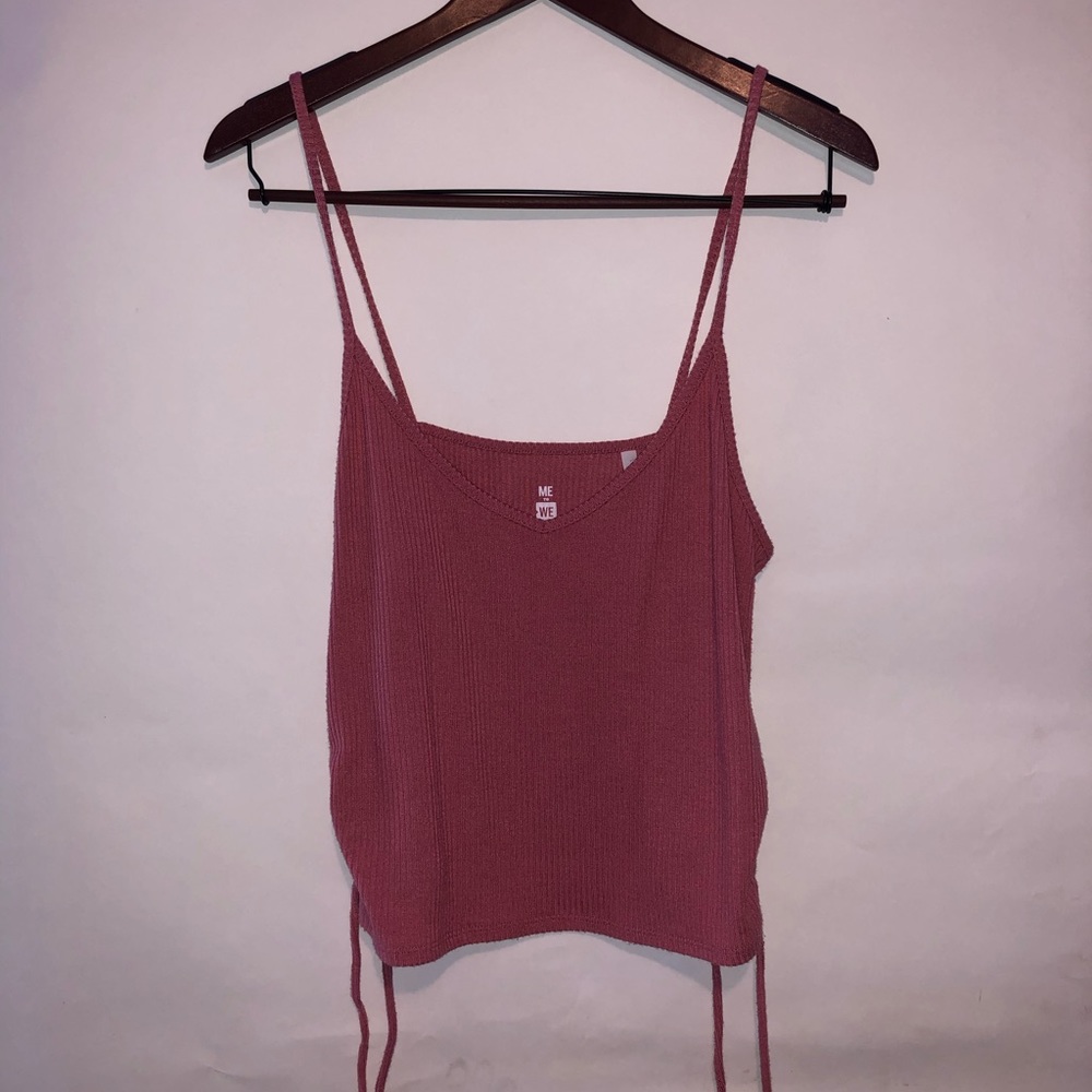 blush pink sinched waist with strings tank top